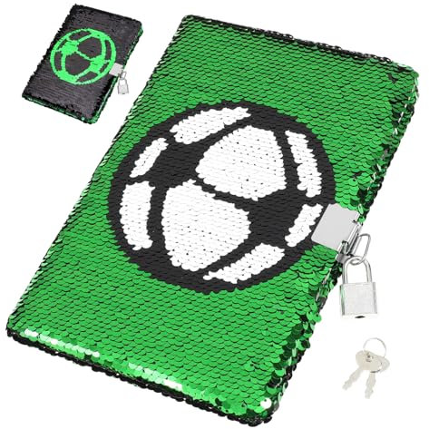 MAGICLULU Notizbuch Mit Großen Seiten Und Fußball-design Pailletten-schloss Tagebuch Zum Schreiben Von Reisegedichten Kreativität