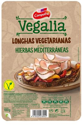 (PACK 6 und,) LONCHAS VEGETARIANAS VEGALIAS 100g. VARIOS SABORES (PRODUCTO REFRIGERADO) (A LAS HIERBAS MEDITERRÁNEAS)