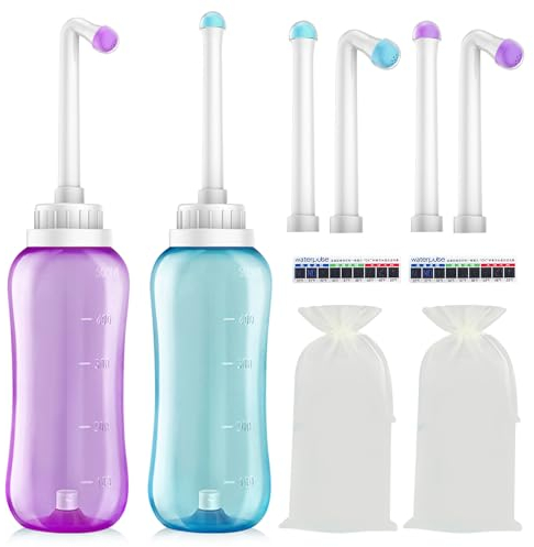 Lot De 2 Bidet Portable 500ml, Douche Intime Périnée, Douche Portable Avec Buses Bidet De Voyage Avec Sac De Rangement Pour Soins Postnatals Des Femmes Pour La Réparation Et Le Nettoyage Du Périnée