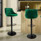 ML-Design Barhocker 2er Set, Bezug aus Samt, Grün, Gepolsterter Barstuhl mit Rückenlehne und Fußstütze, Tresenhocker höhenverstellbar 62-82 cm, 360° drehbar, Bistrohocker Hocker Drehstuhl Barstühle