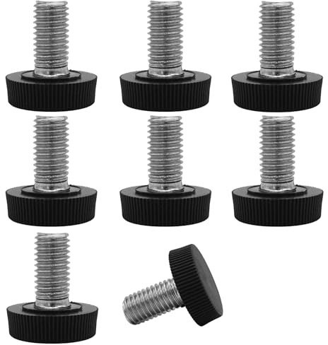 SKIR'CO Lot de 8 pieds de nivellement de meubles M10 x 20 mm, ronds, noirs, en métal et plastique, pour meubles de bureau, tables basses et tables TV