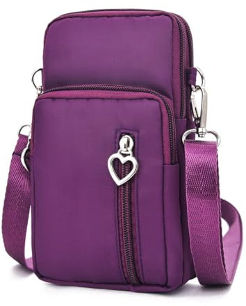 Narunii Petit Sac Téléphone Portable Femme,Sac de téléphone Portable,Bandoulière Portefeuille Poche,Crossbody Pochette Sacoche Running (Violet-S2)