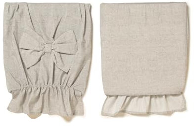 PARAMAISON Coprischienale Sedia Imbottito, Set 2 Pezzi, Design Shabby Chic Melange, Sfoderabile, con Elastico, Fiocco | Largo 45cm Altezza 40/47 cm | Grigio