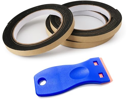 6m Dichtungsband Selbstklebend für Türen, Türdichtung Selbstklebend 7mm x 2mm, Dichtband Selbstklebend für Kochfeld, Ceranfeld Dichtungsband mit kleinem Schaber, für Einbauspülen, Kochfelder