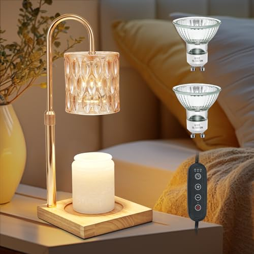 Candle Warmer Lamp,Height Adjustable Wax Melts Warmer with Timer & Dimmable Function,Electric Candle Warmer for Jar Candles with 2 Bulbs,Candle Lamp Warmer for Home Bedroom Decor,Gifts for Mom