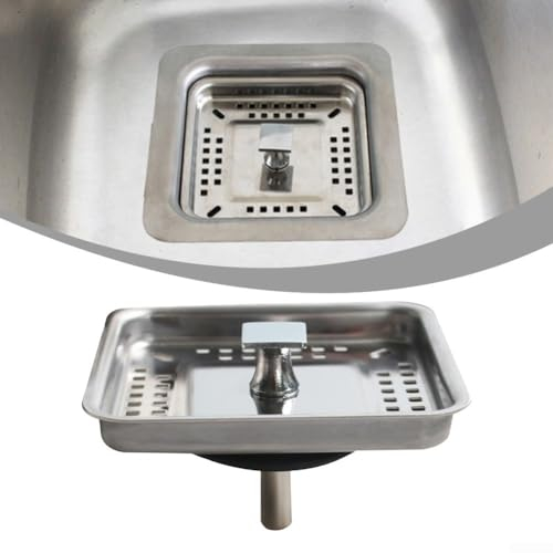 Colador de fregadero de cocina de acero inoxidable, tapón cuadrado de repuesto para drenaje y filtro en cocina y baño