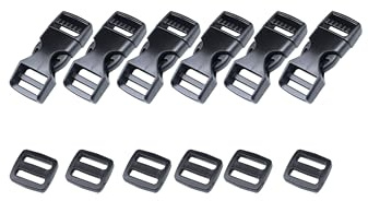 Ahijklmn Plastic Buckles - Side Release Buckle Clips + Tri Glide Slides Heavy Duty Strap Replacement Buckle Clips Snap Sliders for Backpack