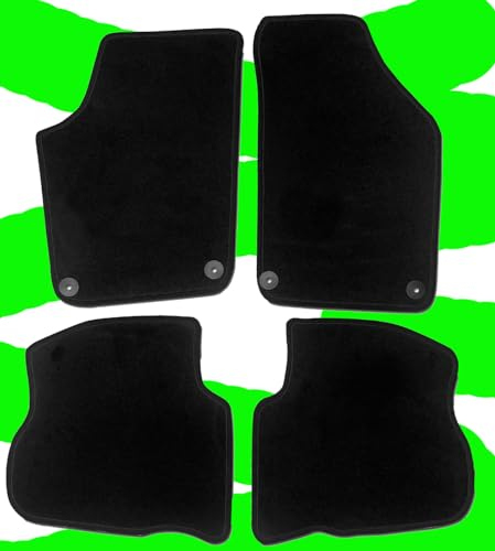 AUTOTEPPICH-STYLERS Q100+ Fußmatten Set passend für VW Polo 9N 2001-2005 Matten Autoteppiche Automatte Halter rund