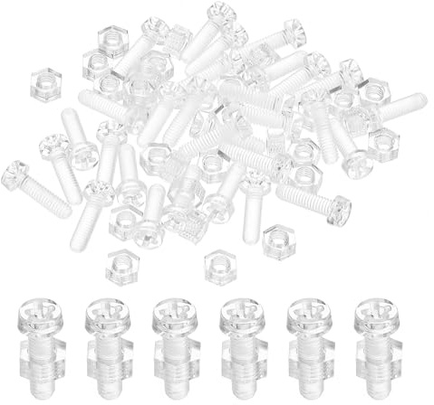 PATIKIL Vis et Écrous M4x14mm Écrous Hexagonaux en Acrylique Transparent, 50 Ensembles Plastique PC Boulons à Tête Ronde Phillips pour Accessoires de Machine, Transparent
