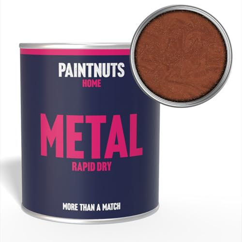 PaintNuts Pearl Copper Rapid Dry Metal Paint - Quick Drying, Versatile Finish – Ideal for Railings, Gates, Metal Furniture, Trailers, Garage Doors, Light Fixtures and More - 250ml - Satin