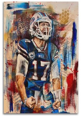 Josh Allen Charakter-Kunstposter, Metallkunst, Promi-Poster, Heimdekoration, Poster, Bildqualität, Upgrade, Charakterdruck, Innendekoration, Performer-Poster, 20 x 30 cm, ungerahmt