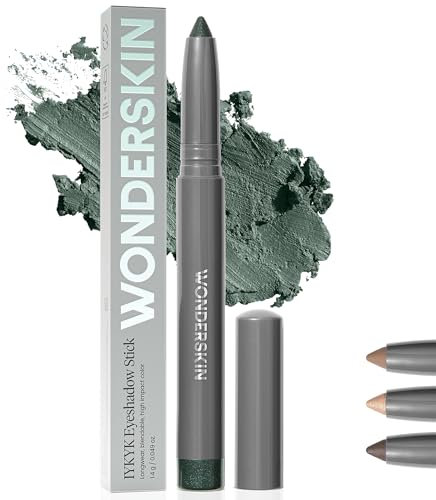 Wonderskin IYKYK Lidschattenstift – Langanhaltender Lidschattenstifte, wischfester und wasserfester schimmernder Lidschattenstift mit integriertem Anspitzer (Green Smoke)