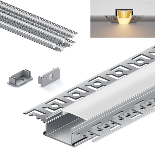 KOSOOM Profilé LED 2m x 5 pièces, couvercle opaque, taille 28 x 13,8 mm (largeur lacet 64,2 mm), adapté aux bandes lumineuses de moins de 20 mm