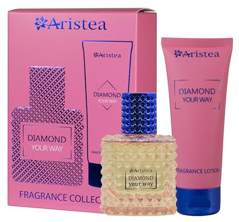 Aristea Parfum Set Damen, Geschenkset Diamond Your Way, Eau de Parfüm für Frauen 65ml, blumig-fruchtiger Damenduft