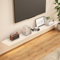 Meuble TV Suspendu Bois Massif - Meuble TV Mural avec Passe-Câbles Etagères Murales pour Console Multimédia, Divertissement, Jeux pour la Maison et Bureau,Blanc,24×160cm(10×62in)