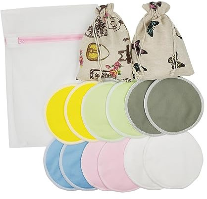 ORFOFE 12 Stücke Stilleinlagen Aus Bambusgewebe Wiederverwendbare Und Waschbare Mit Hoher Aufnahmefähigkeit Für Büstenhalter Gegen Auslaufen Und Galaktorrhoe Bequemer Tragekomfort Für Müt