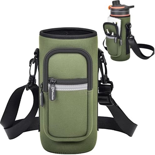 Peciue Water Bottle Case Compatible with GRAYL GeoPress 24 oz Water Purifier Bottle, Sports Pouch Holder Bag Sleeve with Adjustable Shoulder Hand Strap and 2 Pockets for Men Women Hiking (Box Only)