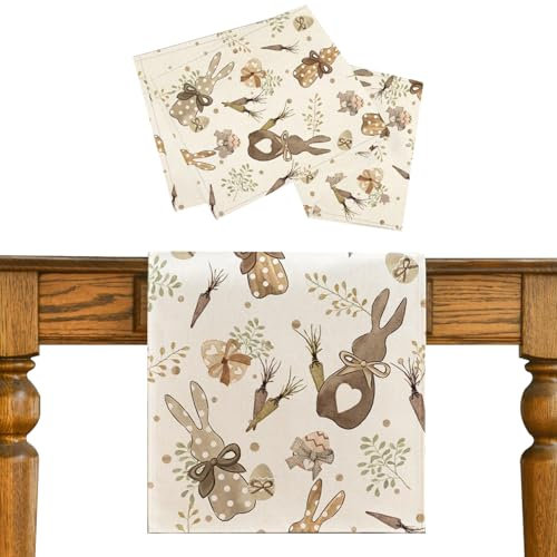 Esshogo 1 Stück 40x140cm Ostertischdecke, Hase Ostern Tischläufer, Ostern Tischläufer, Tischwäsche Ostern, Modern Osterdeko Ostertischläufer, Oster-tischdecke, Hase Ostern tischläufer