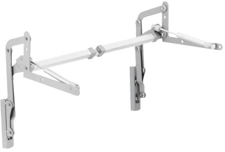 Baoblaze Cabinet Door Hinges Vertical Swing Lift up Stay Furniture Multipurpose Prop Zinc Alloy Kitchen Mechanism Hinges Pneumatic Arm, Silvery Unbuffered