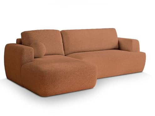Masseno Ecksofa SENTI N L-S mit Schlaffunktion L-Form, Sofa mit Bettkasten, Wohnzimmersofa, Couch, Soffa, Bettsofa, Couchgarnitur- Orange, Now OR Never 54
