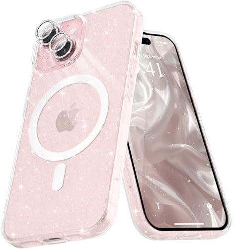 Micoden for iPhone 15 Case [Compatible with Magsafe] Magnetic Phone Case Glitter Bling Sparkle Women Girl Shockproof with Camera Protector,Clear