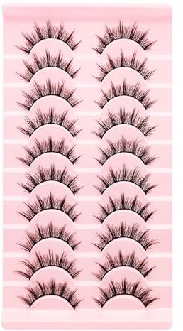 Lot de 10 paires de faux cils naturels - Cils de manga - 3D - Cils d'anime croisés
