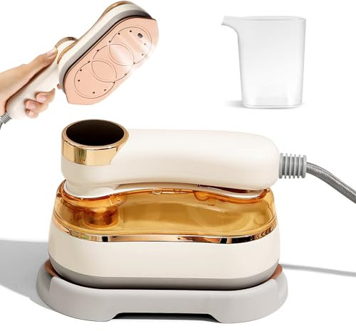 Senndio Travel Iron, 1400W 2-in-1 Travel Steamer for Clothes,220-240V Portable Steamer Iron,10S Fast Heat Up,180ml Detachable Tank Lightweight Handheld Steamer for Travel Home(White)