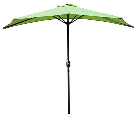 Halbschirm mit Kurbel, halbrunder Sonnenschirm für den Außenbereich, Terrasse und Balkon, ideal für kleine Terrassen, 2,7 m, Grau