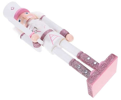 Alipis Adorable Pink Nutcracker Ornament Christmas Decoration Wood Nutcracker Soldier Model Craft Home Display