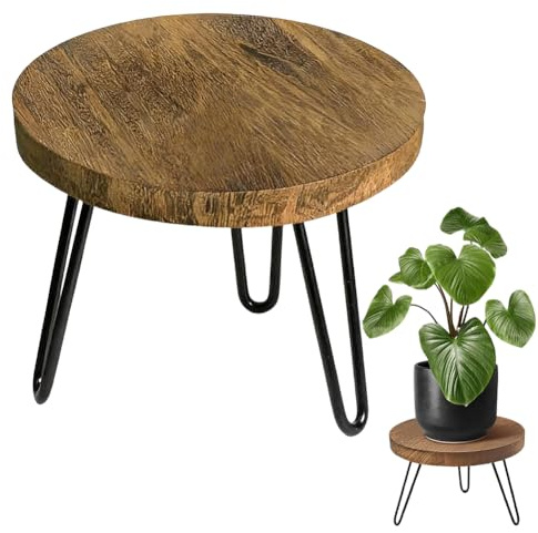 Pflanzenständer aus Holz, Blumenständer Rund Hohe Belastung Blumenhocker 25cm, für Verschiedene Topfgrößen Pflanzenregal Pflanzenhocker, für Innen Außen Dekoration, Wohnzimmer, Balkon und Garten