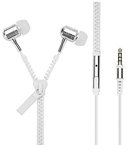 Ecouteurs Kit Mains Libres Zip Blanc pour Smartphone Samsung Galaxy S10 / A71 / A50 / A40, Huawei P30, P20, Crosscall, Blackview, Xiaomi Redmi, Honor, Apple
