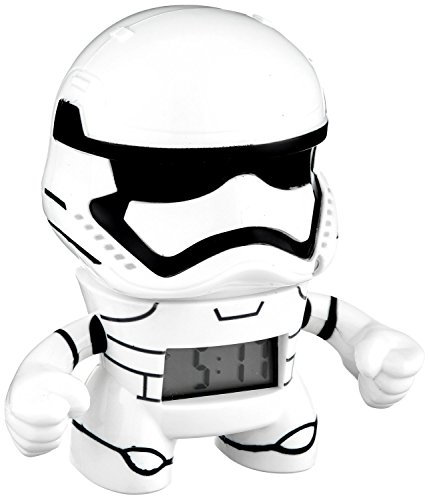 BulbBotz Star Wars 2021371 Sturmtruppler Kinder-Wecker mit Nachtlicht und typischem Geräusch , weiß/schwarz, Kunststoff , 14 cm hoch , LCD-Display , Junge/ Mädchen , offiziell
