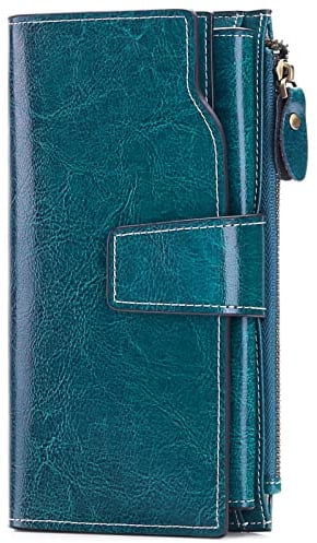 Sendefn Portefeuille en cuir véritable pour femme - Grande capacité