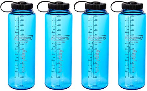 Nalgene HDPE Trinkflasche, weites Mundstück, BPA-frei, 1,42 l, Unisex-Erwachsene, Blue 4-Pack