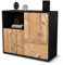 Stil.Zeit Sideboard Carina, Korpus anthrazit matt, Front Holz-Design Pinie (92x79x35cm) Push-to-Open Technik