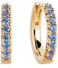 SIF JAKOBS JEWELLERY Creolen Ellera aus vergoldetem 925 Sterling Silber mit Zirkonia | Stärke 2 mm Blau Medio 18kvergoldet
