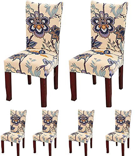 JMYDecor Coprisedie con Schienale, 6 Pezzi Coprisedia Elastico per Coprisedie Sala da Pranzo Rivestimento Sfoderabile, Fodere Sedie con Schienale Copertura Protettiva per sedie