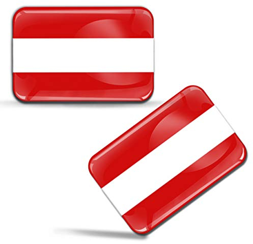 Biomar Labs® 2 x Aufkleber 3D Gel Silikon Stickers Österreich Austria Österreichische Flagge Fahne Flag Auto Motorrad Fahrrad Fenster Tür PC Handy Tablet Laptop F 37