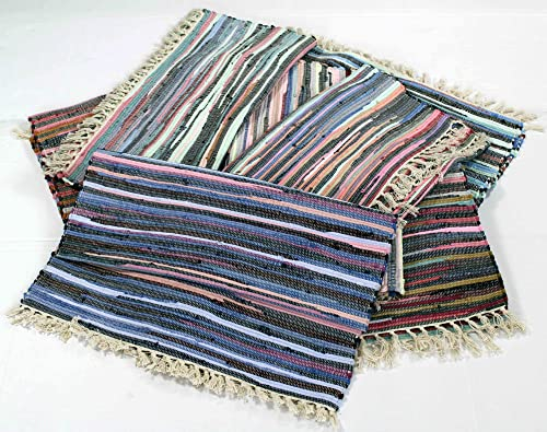 Kottig Fleckerlteppich Hochwertiger Handweb Fleckerl Teppich 70x140 cm 1.300g/m2 Multicolor Ökotex Schadstoff geprüft Flickenteppich