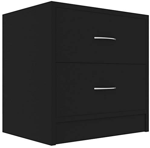 vidaXL Nachttisch mit 2 Schubladen Nachtschrank Nachtkommode Nachtkonsole Schlafzimmer Kommode Schrank Nachtschränkchen Schwarz 40x30x40cm Holzwerkstoff