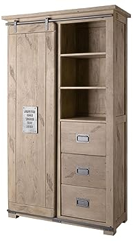 MASSIVMOEBEL24.DE Railway Kleiderschrank 100x45x175 Mango, Farbe:beige lackiert, Größe:100x45x175 cm (BxTxH)