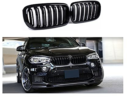 Gangying F15 F16 Kühlergrill für BMW X5 X6 F15 F16 Nieren Schwarz Doppelsteg Sport Kühlergrill Glanz Schwarz 2014 2015 2016 2017 2018