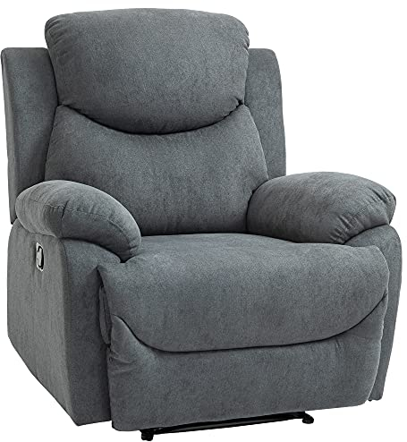 HOMCOM Relaxsessel Fernsehsessel mit Liegefunktion Liegesessel Sessel mit Verstellbarer Rückenlehne, Ruhesessel mit Leinen-Optik für Wohnzimmer Schlafzimmer, Grau