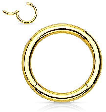 Treuheld® | Segmentring-Clicker aus Chirurgenstahl | Gold | Größe: 0.8mm x 8mm