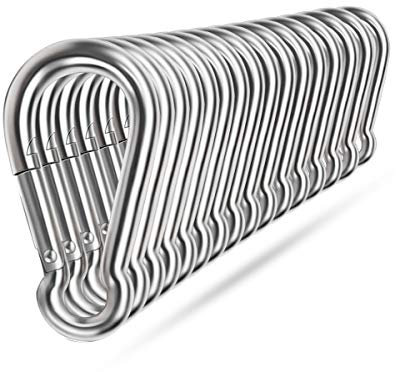 Spring Snap Hooks, 304 Stainless Steel Metal Clip Heavy Duty Rope Connector Small Snap Clamp Key Chain Link Buckle for Hammock Swing Set Outdoor Travel Camping Fishing Hiking (16 PCS, M6)