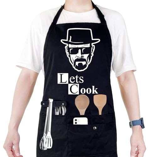 Delantal de chef con bolsillos para barbacoa, cocina, trabajo, cumpleaños, papá, regalos creativos, Permite cocinar, talla única