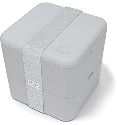 monbento - Gross Bento Box MB Square Coton mit Fächern Made in France - Auslaufsicher Lunchbox Perfekt für Büro/Meal Prep/Schule - BPA Frei - Lebensmittelecht - Grau