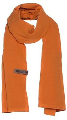 Knit Facory - Liv Schal - Fein Gewebter Damen Schal - Luftiger Musselinschal - Für Frühling und Sommer - 100% Bio-Baumwolle - Rost