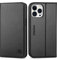 SHIELDON Flip Case for iPhone 13 Pro, Genuine Leather Wallet Case [Card Slots][RFID Blocking][Kickstand]TPU Shockproof Magnetic Protective Folio Cover Compatible with iPhone 13 Pro 6.1 5G 2021, Black