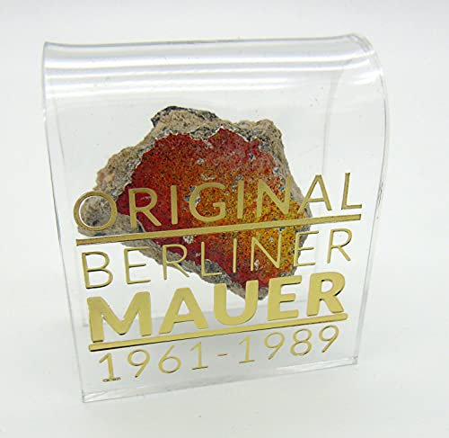 Berlin souvenirs Original Stück der Berliner Mauer – authentisches Souvenir von Real in Germany montiertes Acryl-Display (5,1 x 5,1 cm), klein (5,1 x 5,1 cm)